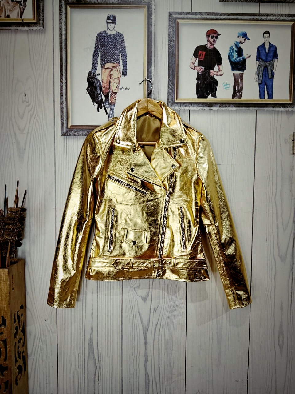 Rose Gold Metallic Leather Jacket Mens & Womens - Vintage