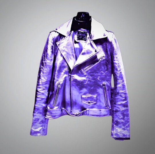 Gold Metallic Leather Jacket - Shiny Moto Biker Jacket for