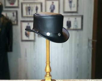 El Dorado Leather Top Hat Men with Buffalo Nickel Band