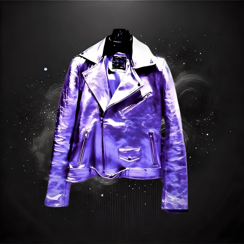 Metallic Purple Leather Moto Jacket - Shiny Biker Jacket for Women & Men - Genuine Leather, 7 Colors