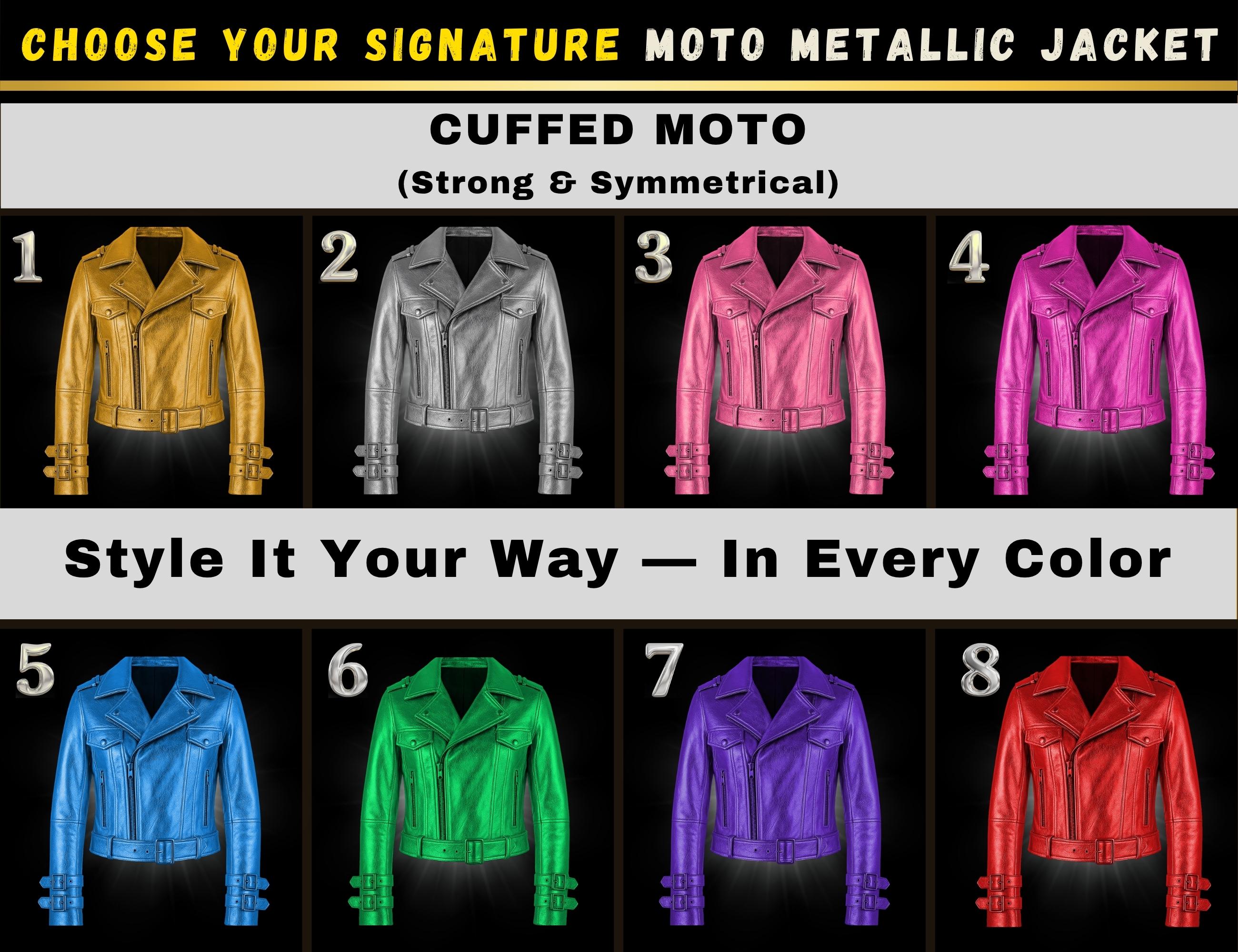 Blue Metallic Leather Jacket for Mens & Womens - Vintage