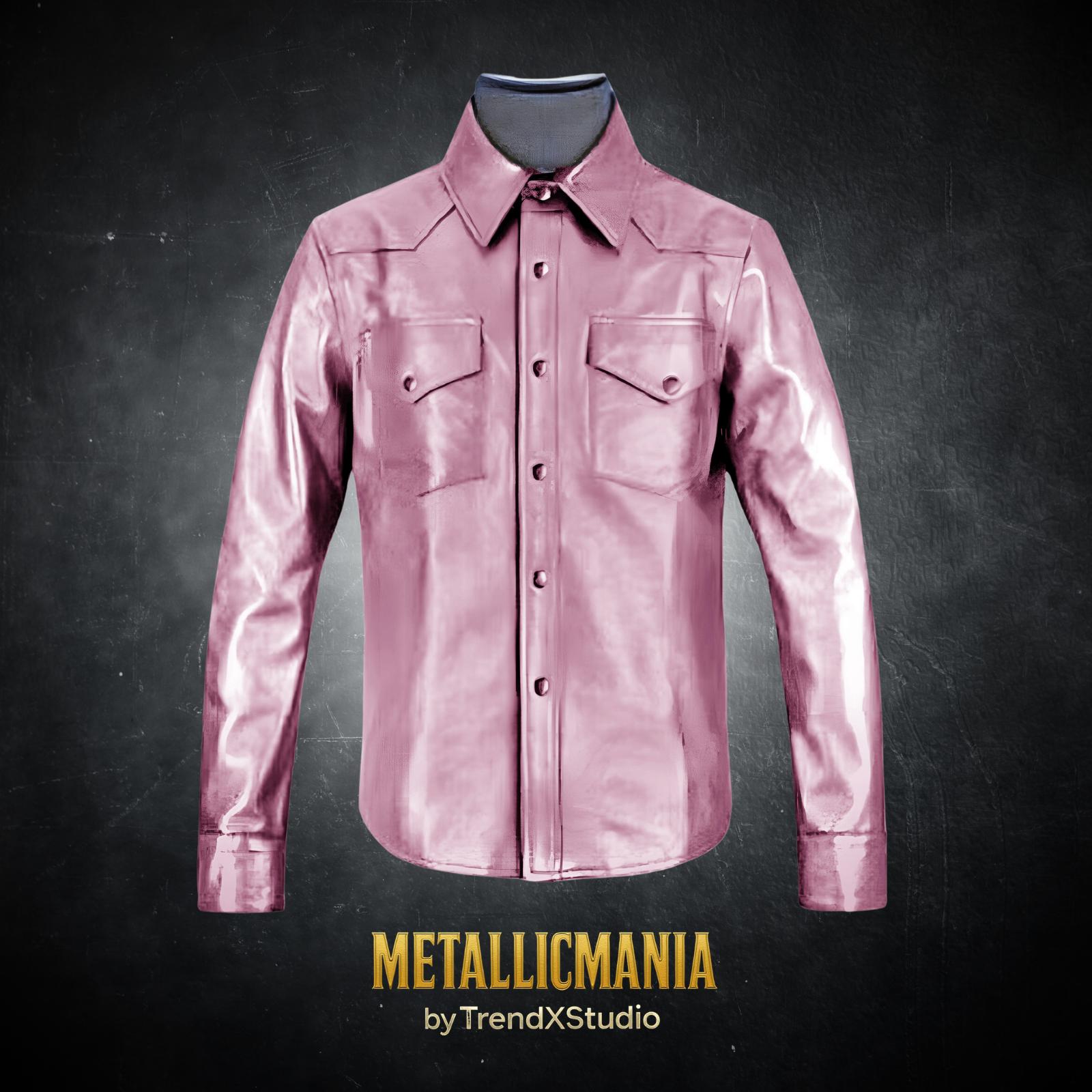 Men's Silver Metallic Leather Shirt: Rockstar Western Button-Up