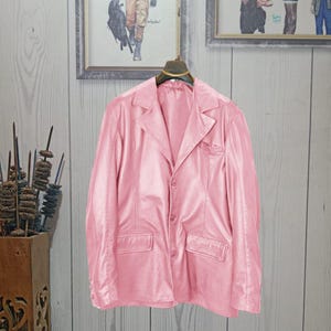 Men’s Pink Leather Blazer – Handmade Sheepskin Jacket for Formal & Casual Wear – Soft Goatskin Coat!