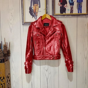 Purple Metallic Leather Jacket Mens & Womens - Vintage