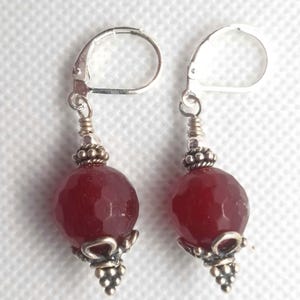 Handmade Wine Agate Earrings: Bali Sterling Silver Dangle Earrings