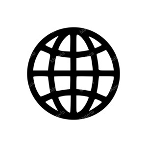 Puede incluir: Gráfico en blanco y negro de un globo terráqueo, con un patrón de cuadrícula sobre una forma circular. El diseño es simple y audaz, adecuado para diversas aplicaciones.