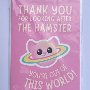 Thank you for looking after the hamster greetings card