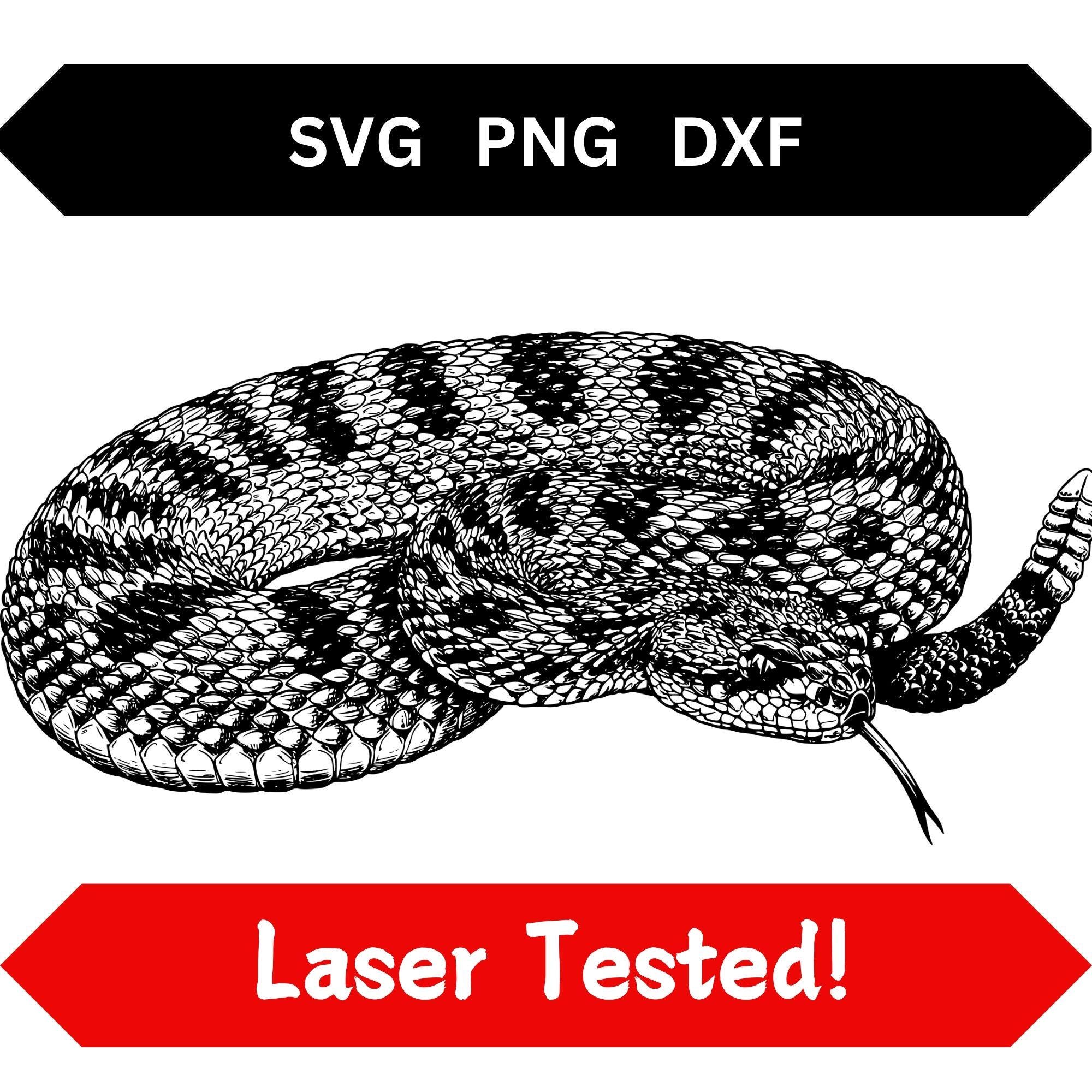 Rattlesnake Rattle Snake Laser Engraving Files SVG PNG DXF Realistic Detailed