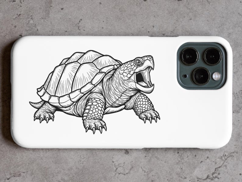 Snapping Turtle Svg Dxf Png Realistic Detailed Snapper Digital Download ...