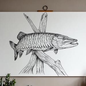 Tiger Musky svg dxf png Muskellunge Realistic Detailed Fishing Digital Download Laser Files image 7