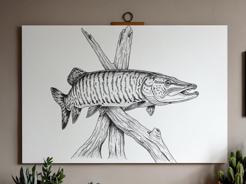 Tiger Musky svg dxf png Muskellunge Realistic Detailed Fishing Digital Download Laser Files image 7