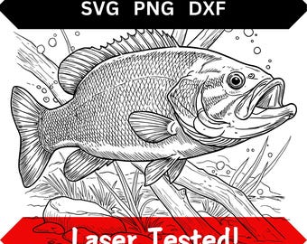 Smallmouth Bass Laser Engraving Files SVG PNG DXF Realistic Detailed