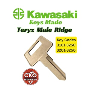 Kawasaki Keys Teryx Mule Ridge Key Cut to Code 3101-3150, 3201-3250