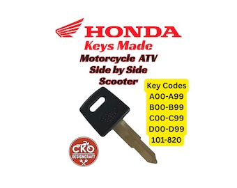 Honda Motorcycle Keys Cut to Code key A00-A99, B00-B99, C00-C99, D00-D99, 101-820