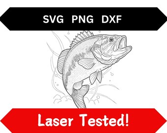 Largemouth Bass Laser Engraving Files SVG PNG DXF Realistic Detailed