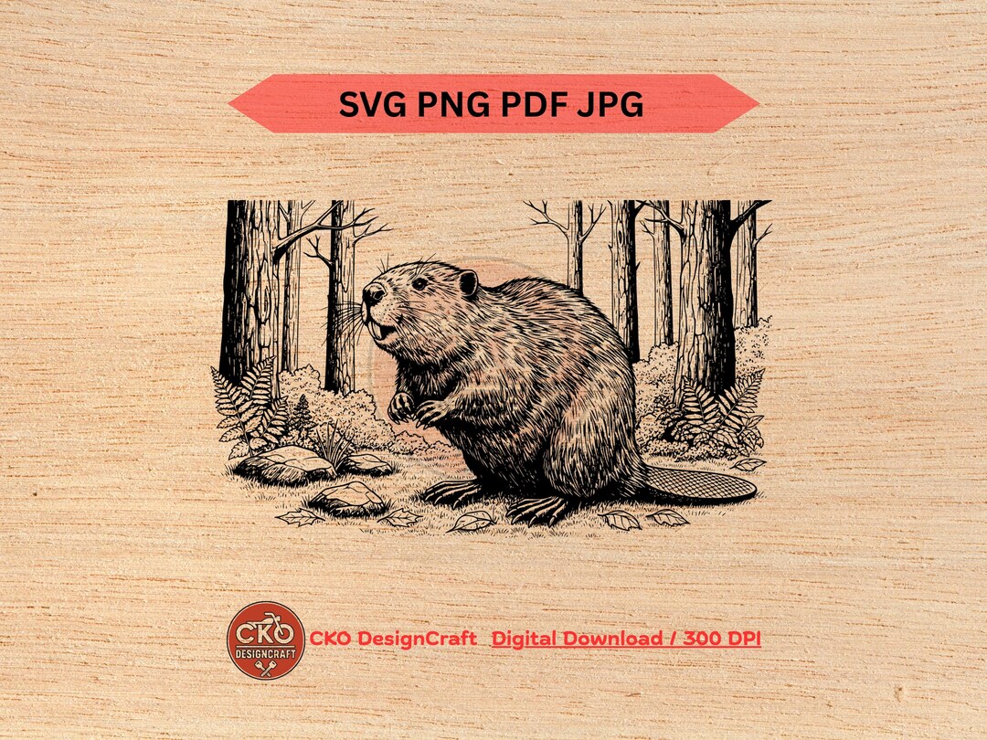 Beaver Svg Png Pdf Jpg Laser Engraving Files Realistic Detailed - Etsy