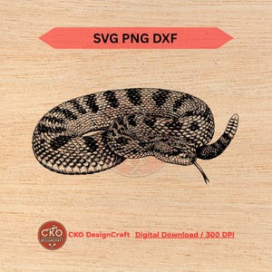 Ratelslang svg dxf png realistische gedetailleerde slang digitale download laserbestanden