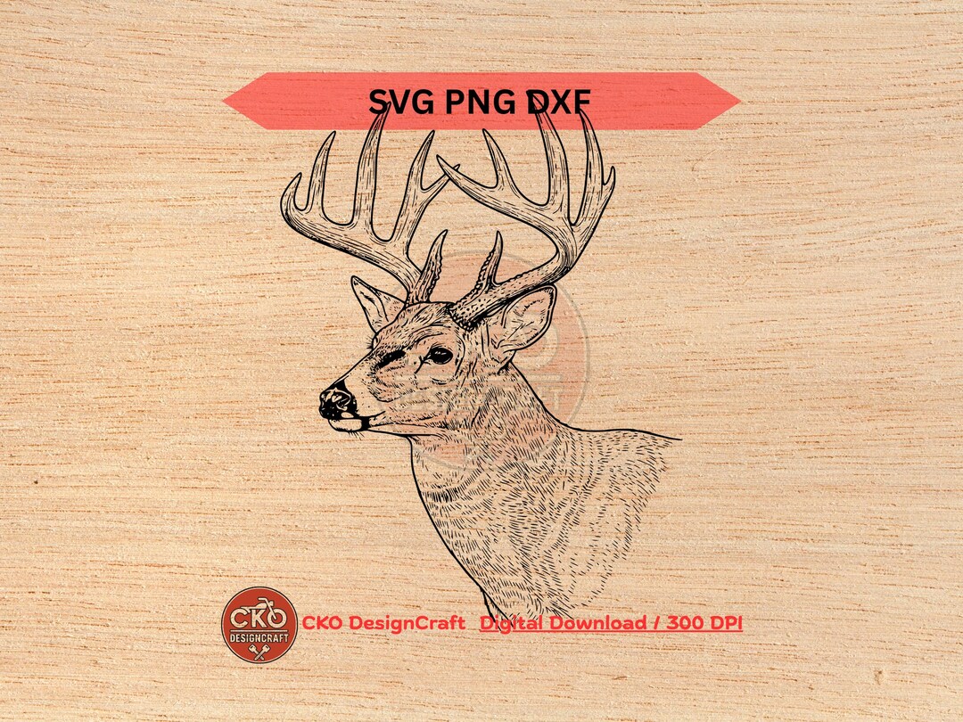 Whitetail Deer Buck Svg Png Dxf Jpeg Realistic Detailed Hunting Digital ...