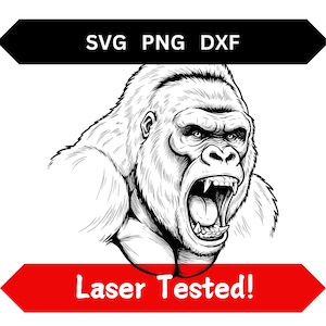Gorilla Laser Engraving Files SVG PNG DXF Realistic Detailed