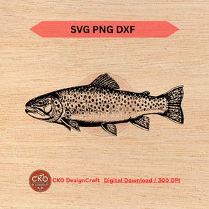 Brook Trout svg dxf png Realistic Detailed Fish Digital Download Laser Files