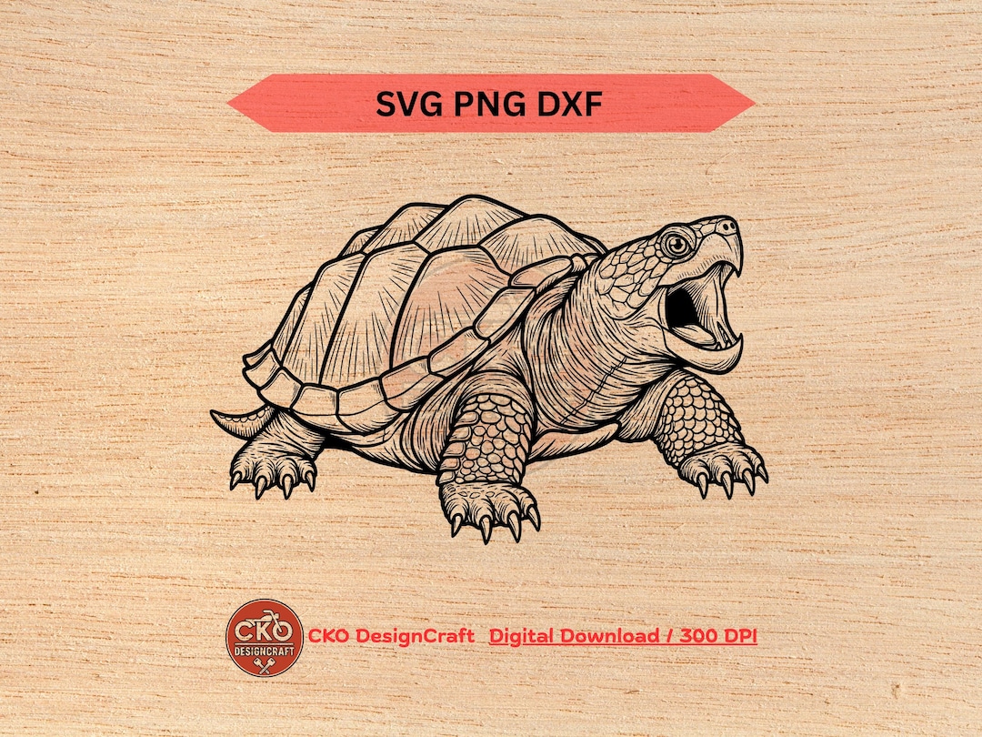 Snapper Turtle Dxf Snapping Turtle Svg Dxf Png Realistic Detailed Snapper Digital Download ...