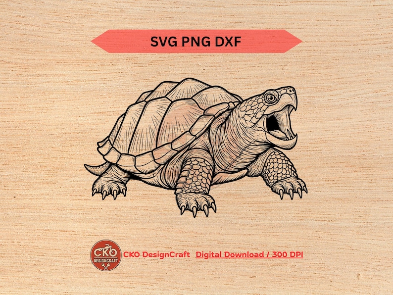 Snapping Turtle Svg Dxf Png Realistic Detailed Snapper Digital Download ...