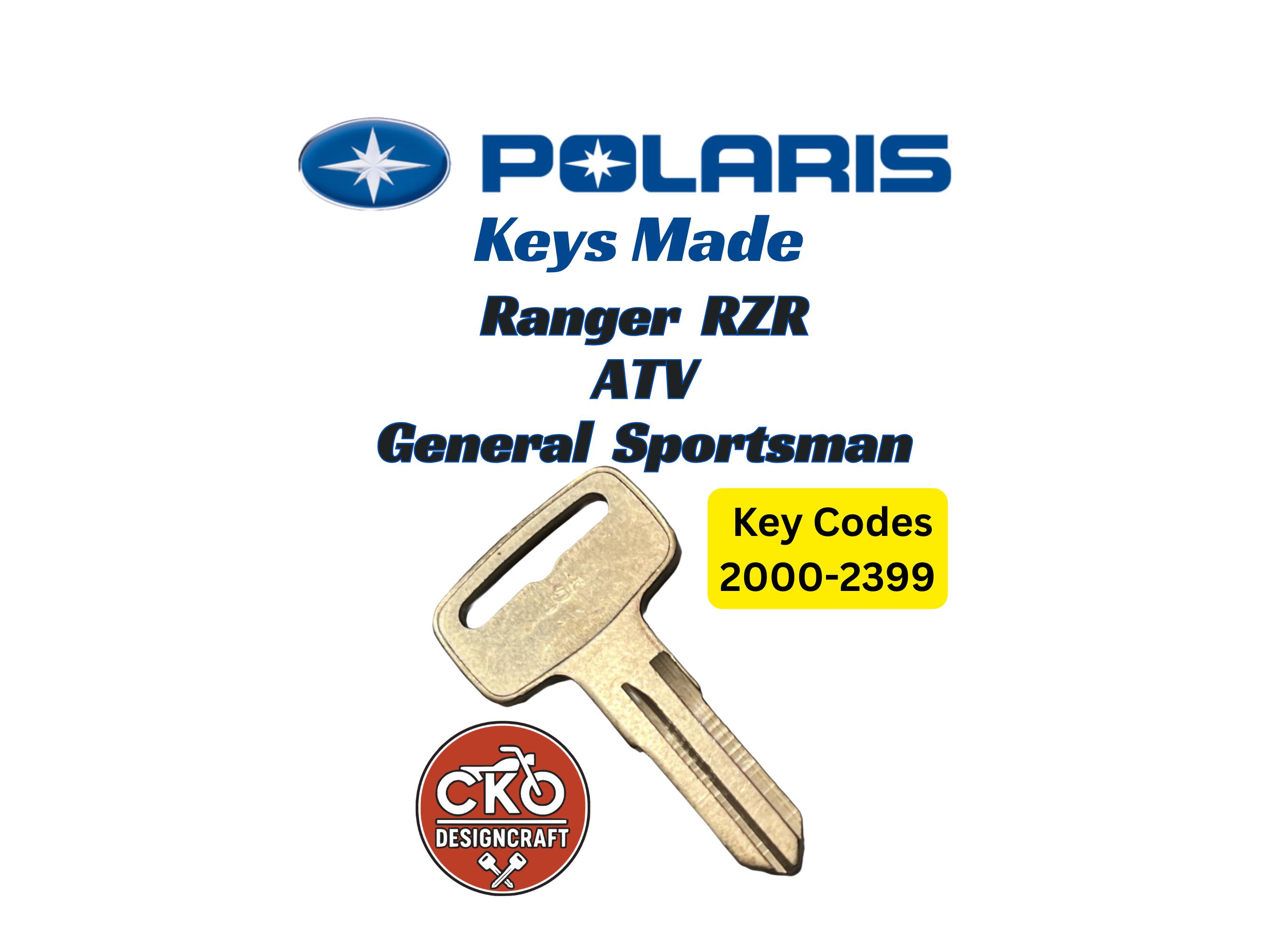 Polaris Keys Ranger, RZR, General, Sportsman Key Cut to Code 2000