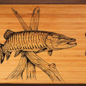 Tiger Musky svg dxf png Muskellunge Realistic Detailed Fishing Digital Download Laser Files image 2