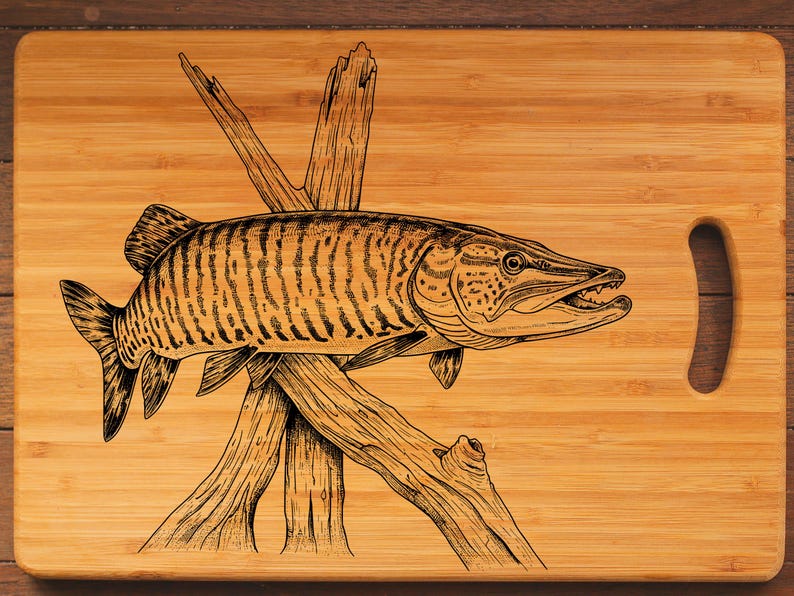 Tiger Musky svg dxf png Muskellunge Realistic Detailed Fishing Digital Download Laser Files image 2