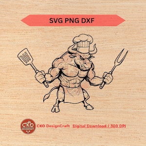 Barbecue svg dxf png BBQ Barbeque Bull cooking Beef Digital Download Laser Files