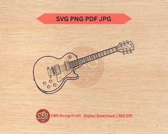 Les Paul svg png pdf jpg Realistic Detailed Gibson Guitar Digital Download Laser Files