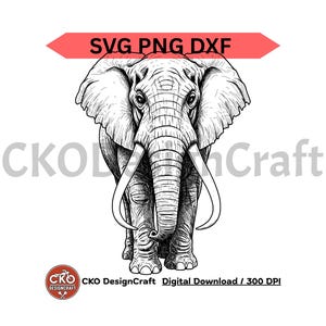 Słoń svg dxf png Realistyczne szczegółowe pliki cyfrowe do pobrania laserowego