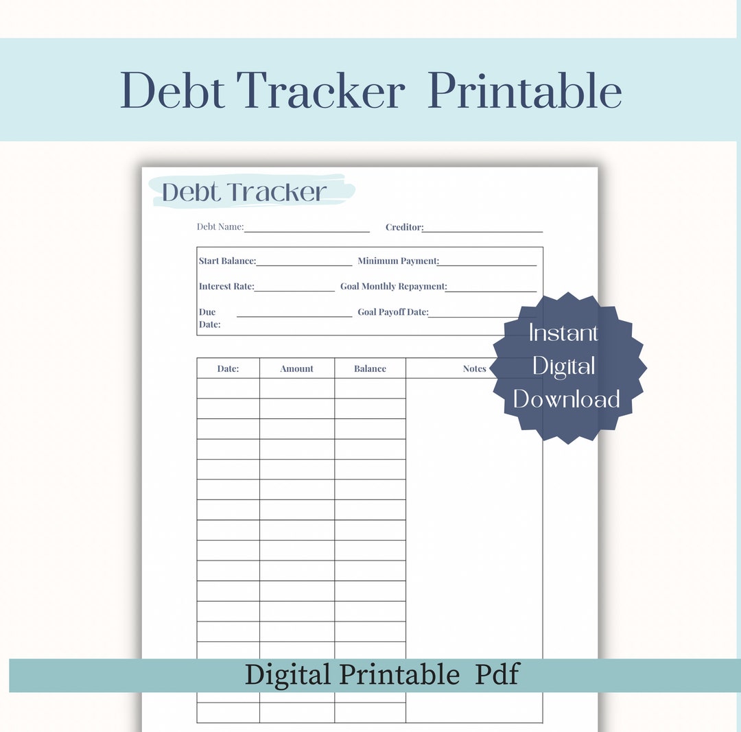 Printable Debit Tracker PDF Instant Download Budgeting Template for ...