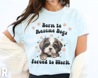 Retro Born to Rescue Dogs T-Shirt, Animal Rescuer Gift, Funny Dog Foster Tee, Vintage Adopt Volunteer Donate Tshirt, Pet Dog Lovers Top