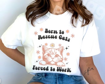 Retro Born to Rescue Cats Shirt, Animal Rescuer Gift, Funny Cat