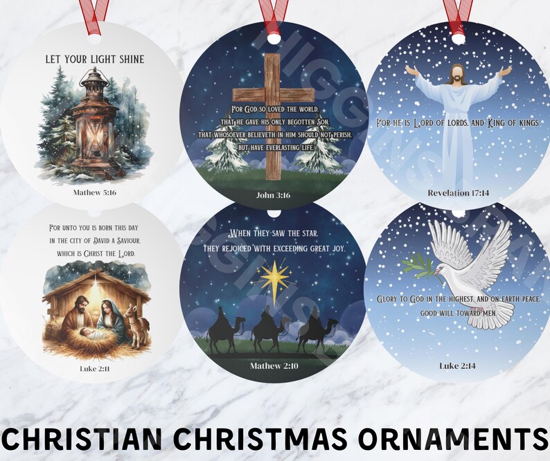 Christian Christmas Ornaments Set, Bible Verse Holiday Gift, Bundle of ...