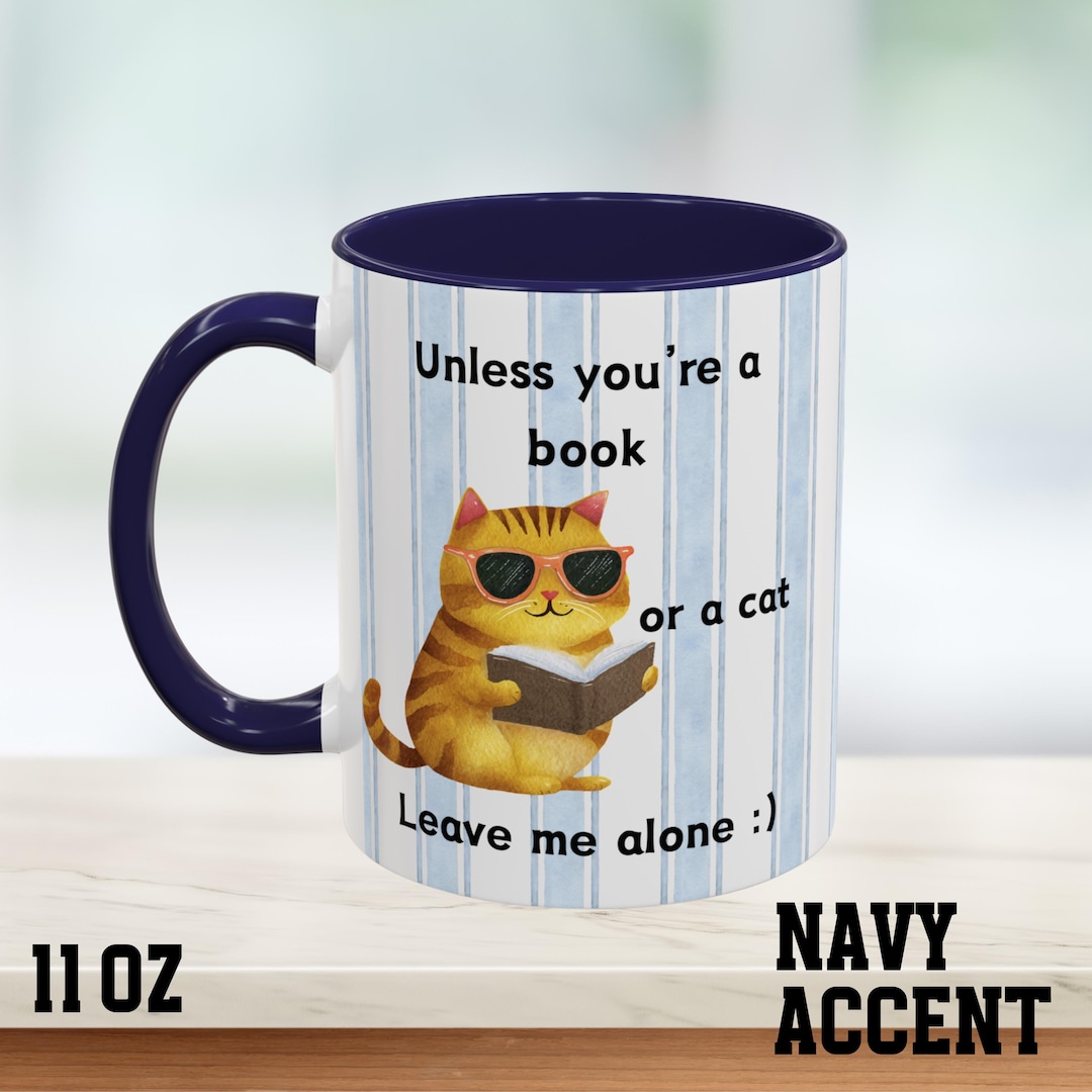 Funny Book Lover Cat Mug, Book Worm Gift, Bookish Coffee Mug, Bookworm ...