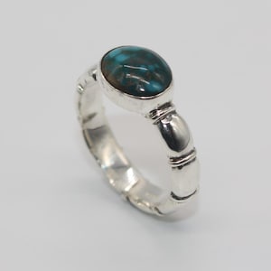 Natural turquoise Sterling Silver Ring, Oval Turquoise Ring, Boho turquoise Statement Ring, Southwestern Turquoise Ring, Gift for Her