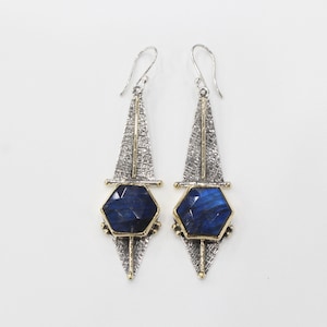 Handmade labradorite dangle earrings, labradorite drop earrings