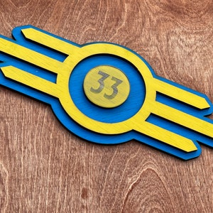 Customizable 3D vault tec sign. Text, numbers