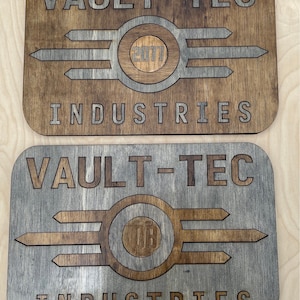 Wood Customizable vault tec wall art. Text, numbers