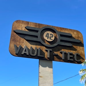 Wood Customizable 3D Vault-tec wall art. Text, numbers