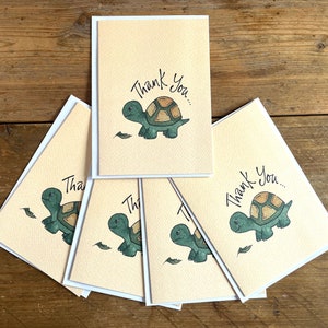 Cartes de remerciement Tortue - Lot de 5 - Cartes de correspondance - Motif zèbre. Parfait pour les cartes de remerciement de fête, d'école et d'enseignant