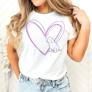 Lab Puppy Love Tee, Lavender Heart Labrador T-shirt
