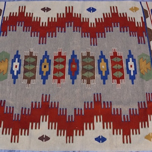 Turkish Kilim Hand Woven 100% Wool Vintage Flat Weave Rug 3&#39;7&quot;x5&#39;6&quot;