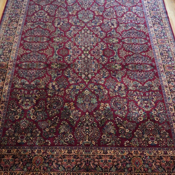 10' x 14' Authentic Karastan Rug # 700-785 Red Sarouk Wool American Carpet