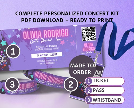 Olivia Rodrigo Guts World Tour Collectors Concert Ticket VIP Event 