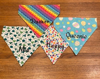 Custom Pet Bandana, personalized, embroidered fits over the collar,  pet gifts, personalized pet wear, pet bandanas