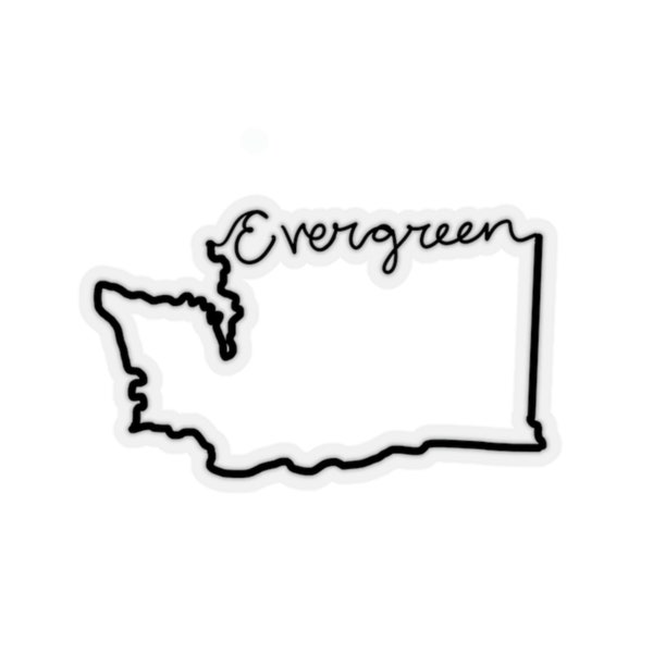 State Outline Cursive Stickers | State Pride |Washington Evergreen State Kiss-Cut Stickers