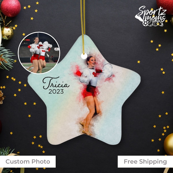 Custom Personalized Ceramic Dance Picture Photo Christmas Ornament, Sport Player Team Gift, Dancer Gifts for Daughter Coach Mom Teacher